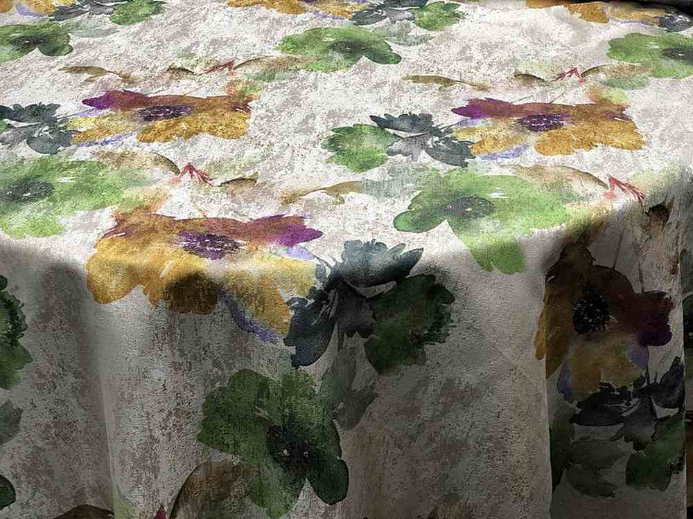 ASTER Floral Digital Print Metallic - Tablecloth - Green