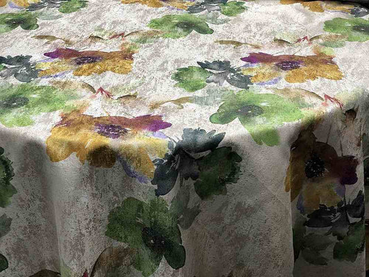 Green ASTER Floral Digital Print Metallic - Custom Tablecloths