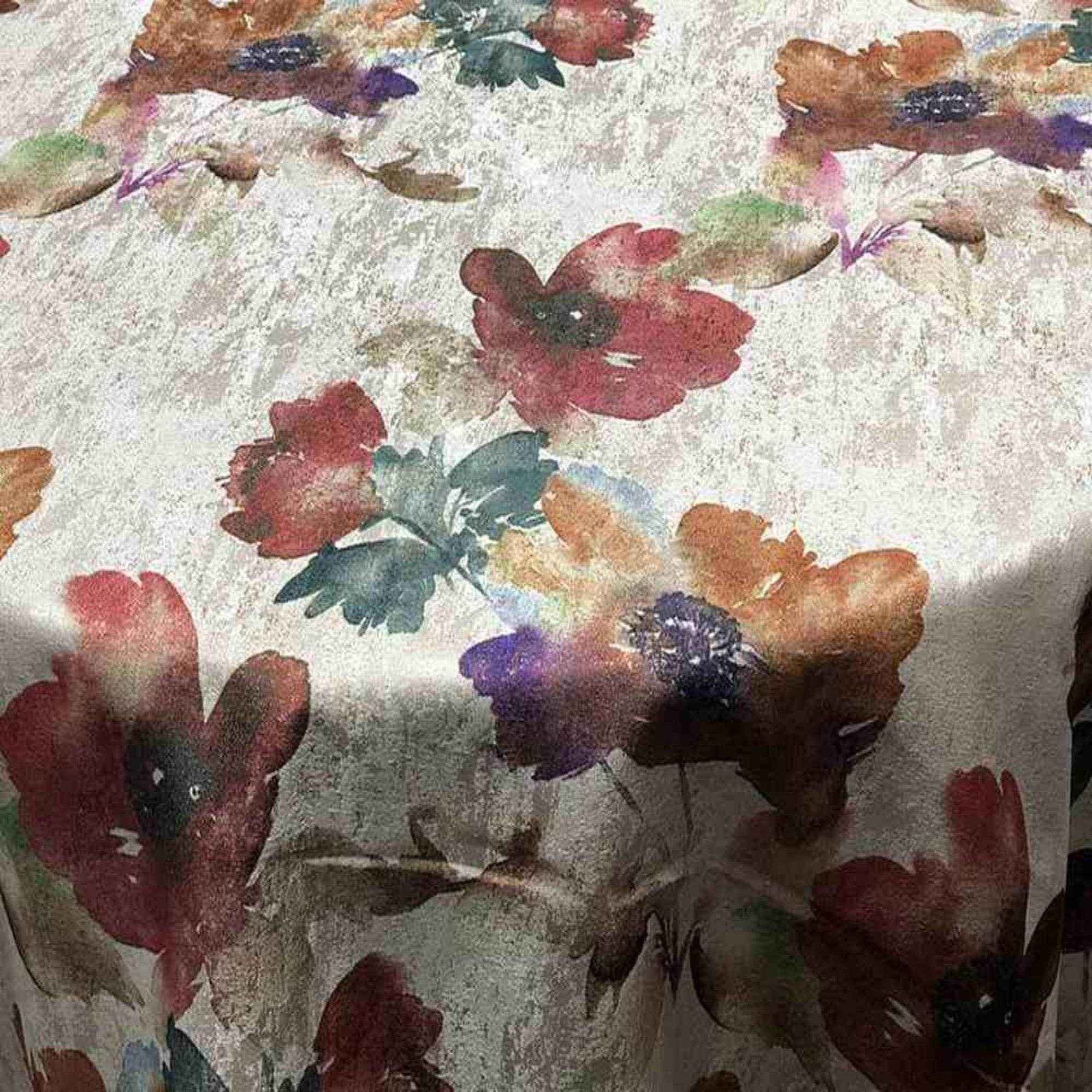 Mauve ASTER Floral Digital Print Metallic Fabric - Cotton Hand - 58 Inch. in Width Fabric by the Yard - 58 Inch Wide