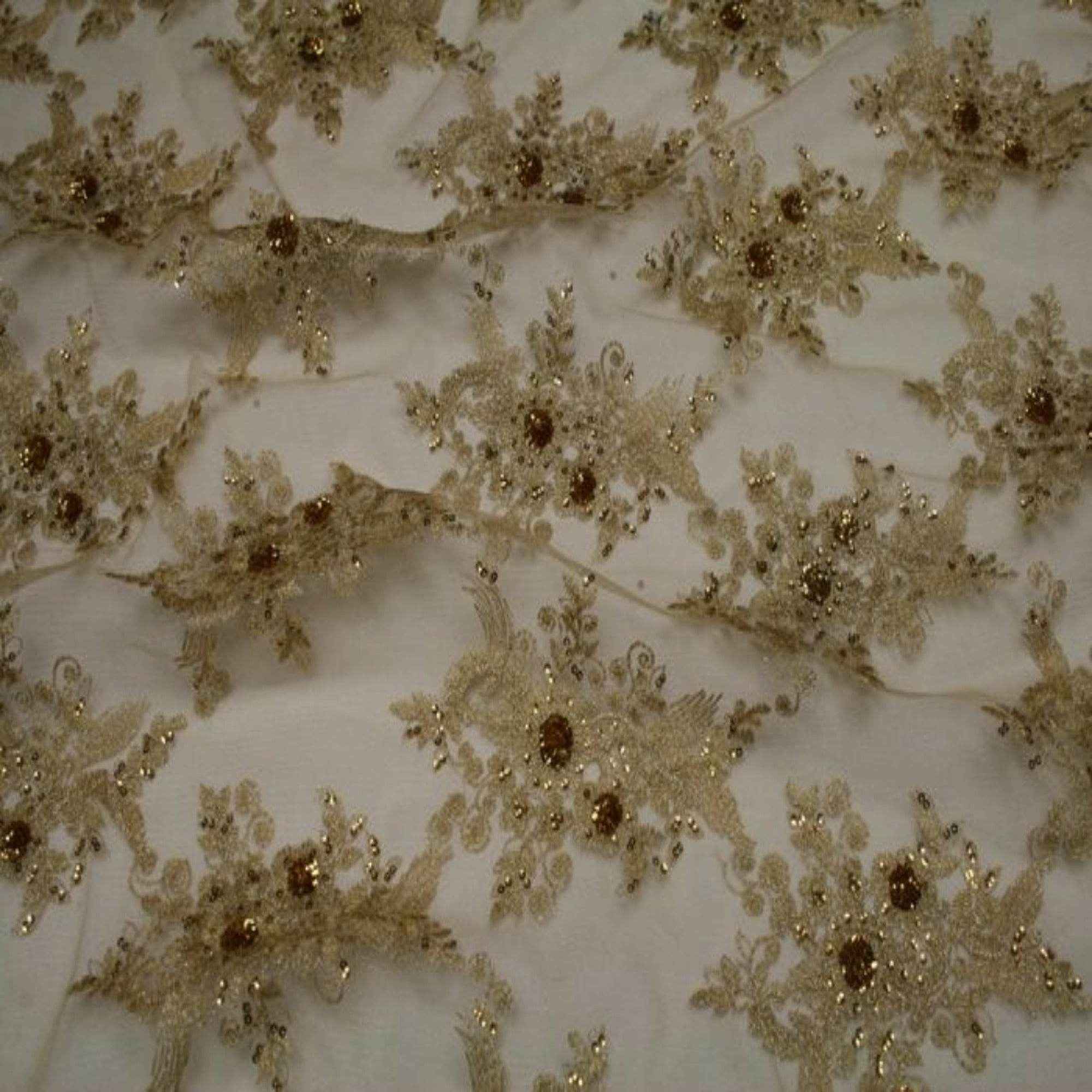 Blossom Glitter Sequin Embroidered Mesh Fabric. Lace Netting Material ideal for Sewing, Dresses, Gowns, Skirts, Veils