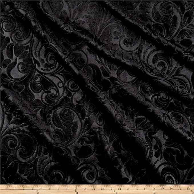 Black Brocade Scroll Velvet - Custom Tablecloths