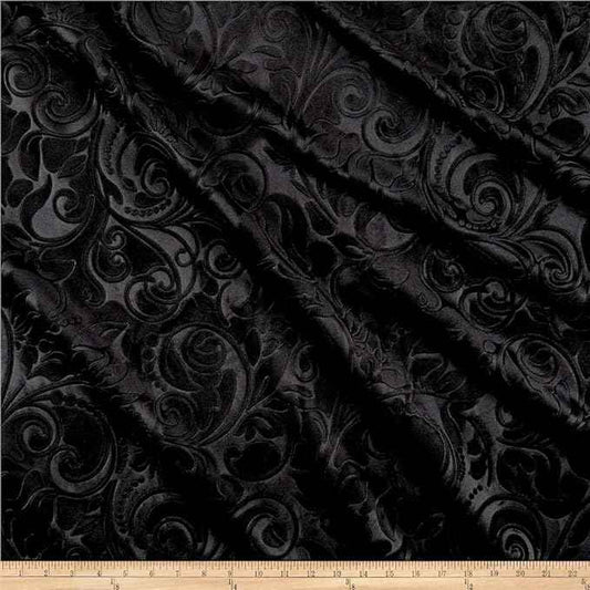 Black Brocade Scroll Velvet - Custom Tablecloths