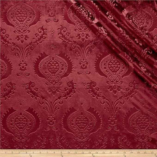 Burgundy Brocade Damask Velvet - Custom Tablecloths
