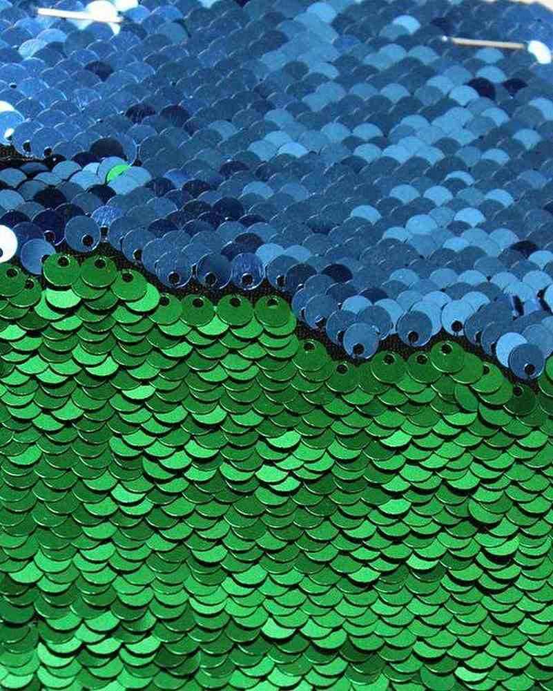 green-teal CARNIVAL Color Changing Sensory Wall Reversible Sequin Fabric by the Yard - 52 Inch Wide