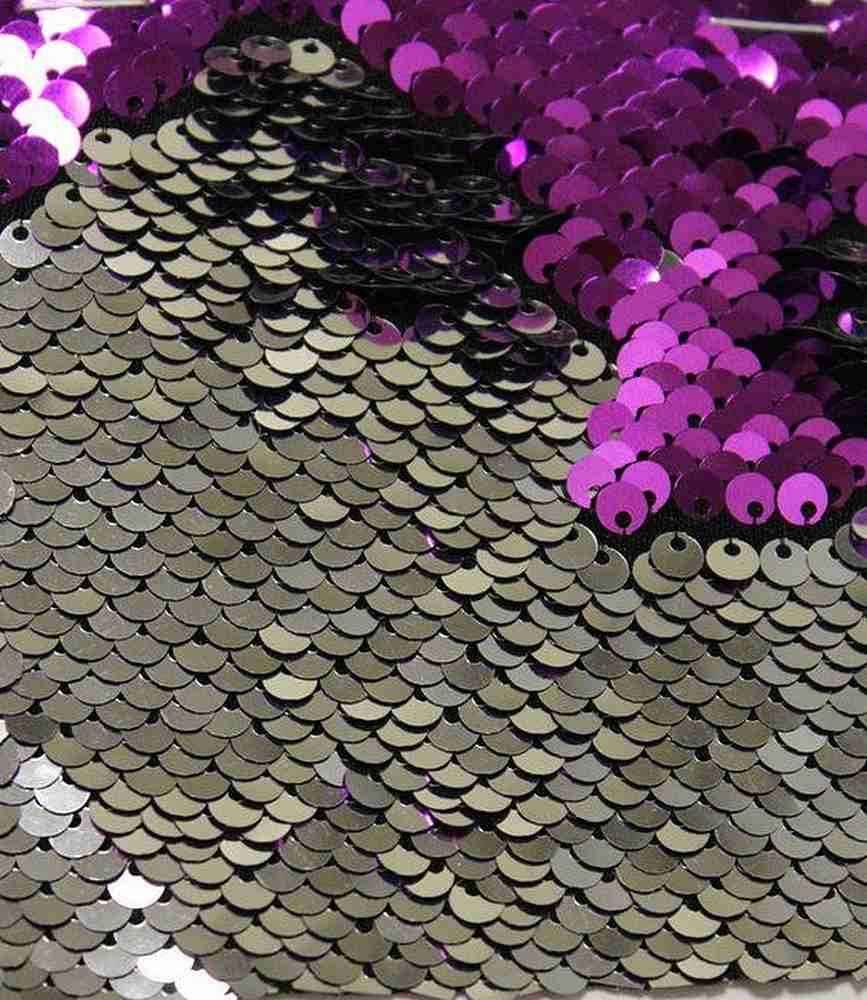 silver-purple CARNIVAL Color Changing Sensory Wall Reversible Sequin Fabric by the Yard - 52 Inch Wide