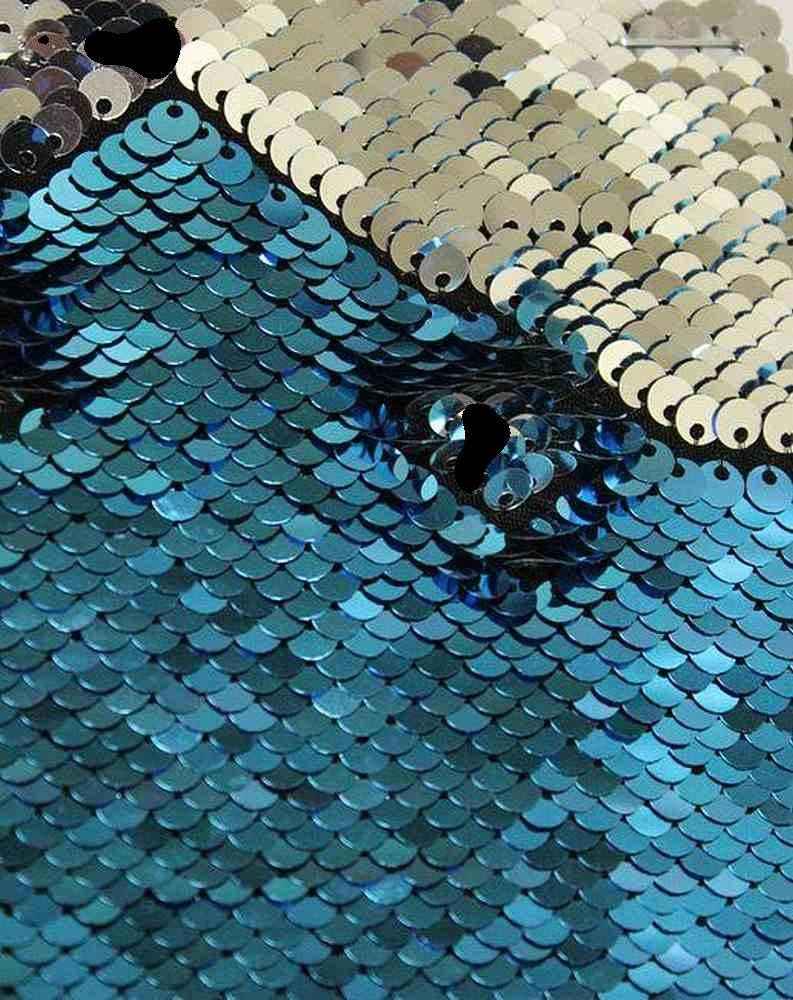 teal-silver CARNIVAL Color Changing Sensory Wall Reversible Sequin Fabric by the Yard - 52 Inch Wide