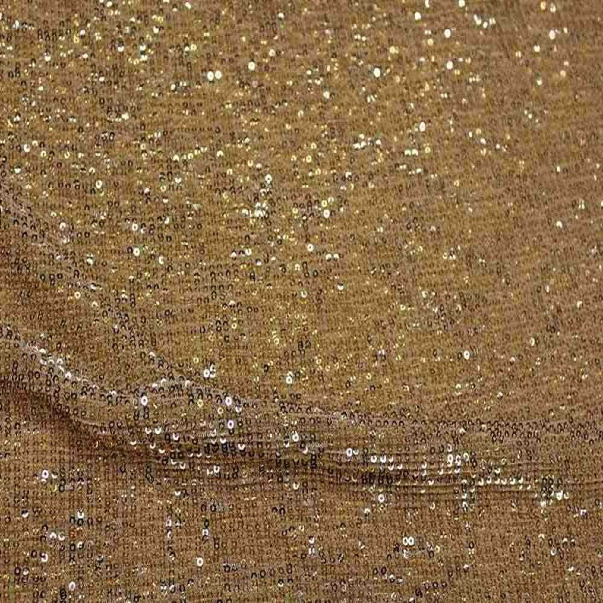 Gold COCKTAIL Sequin Fabric on Mesh Material Fabric by the Yard - 52 Inch Wide