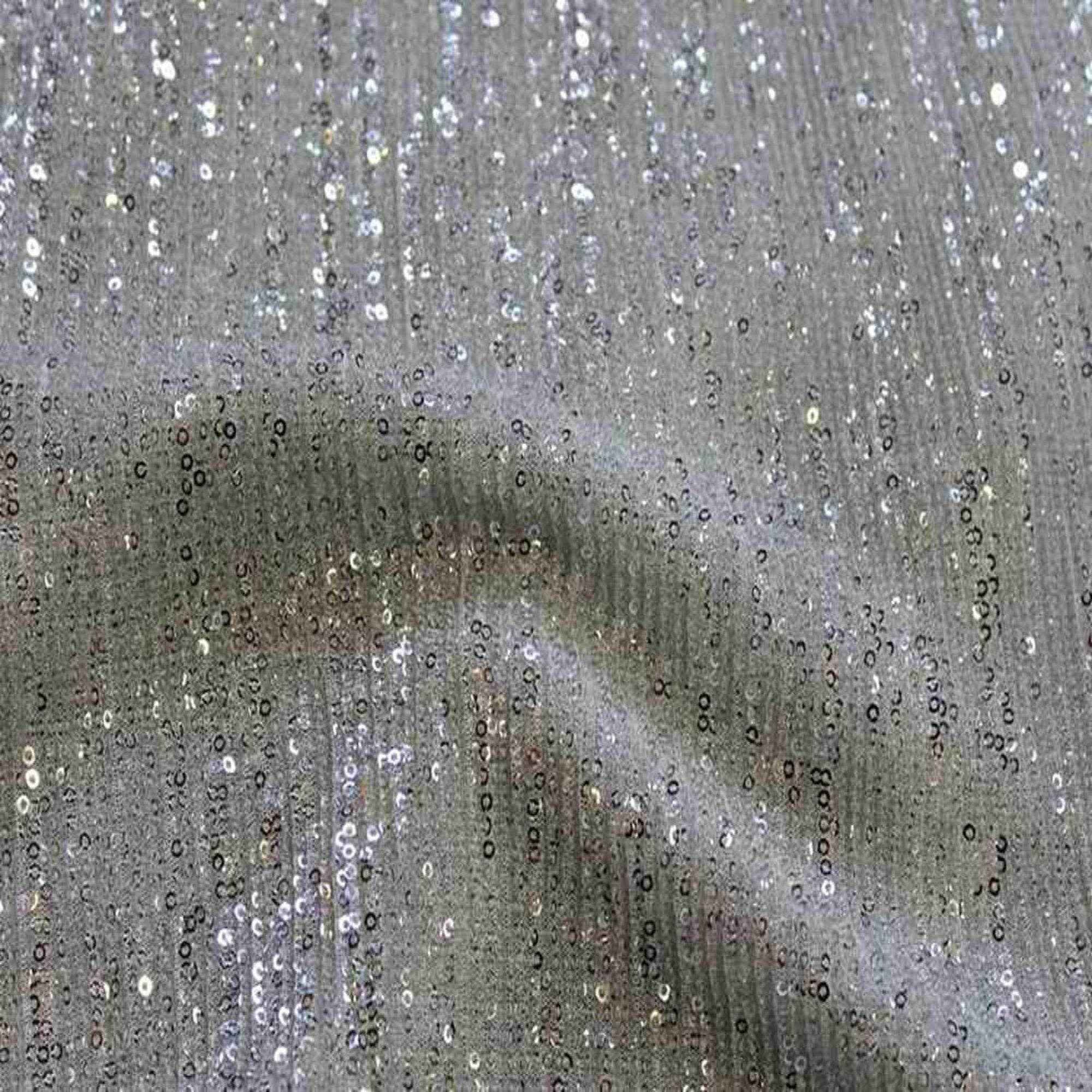 Silver COCKTAIL Sequin Fabric on Mesh Material Fabric by the Yard - 52 Inch Wide
