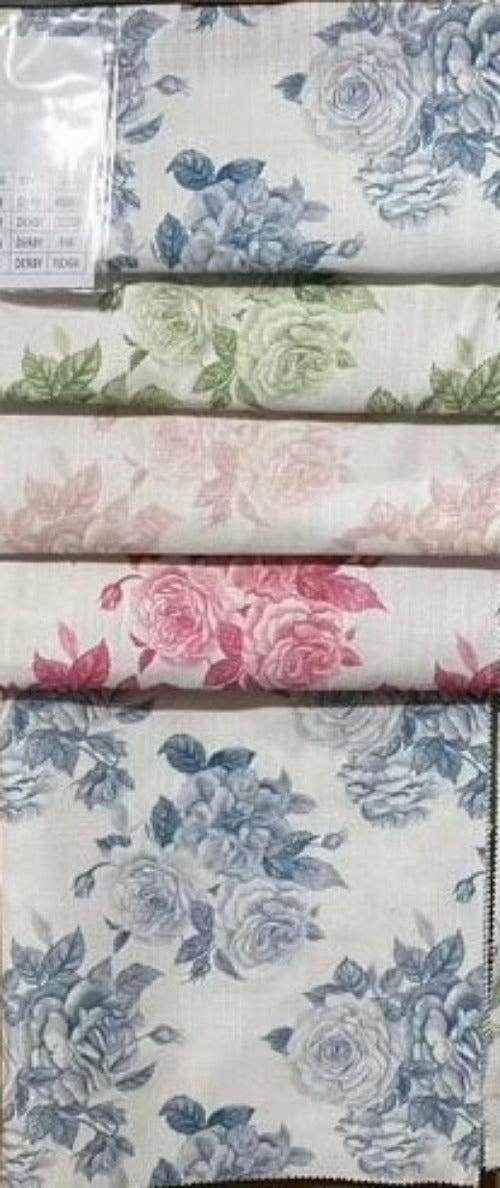Fuchsia Derby Floral Digital Print Fabric - Linen Look - 115 Inch. in Width Fabric by the Yard - 115 Inch Wide