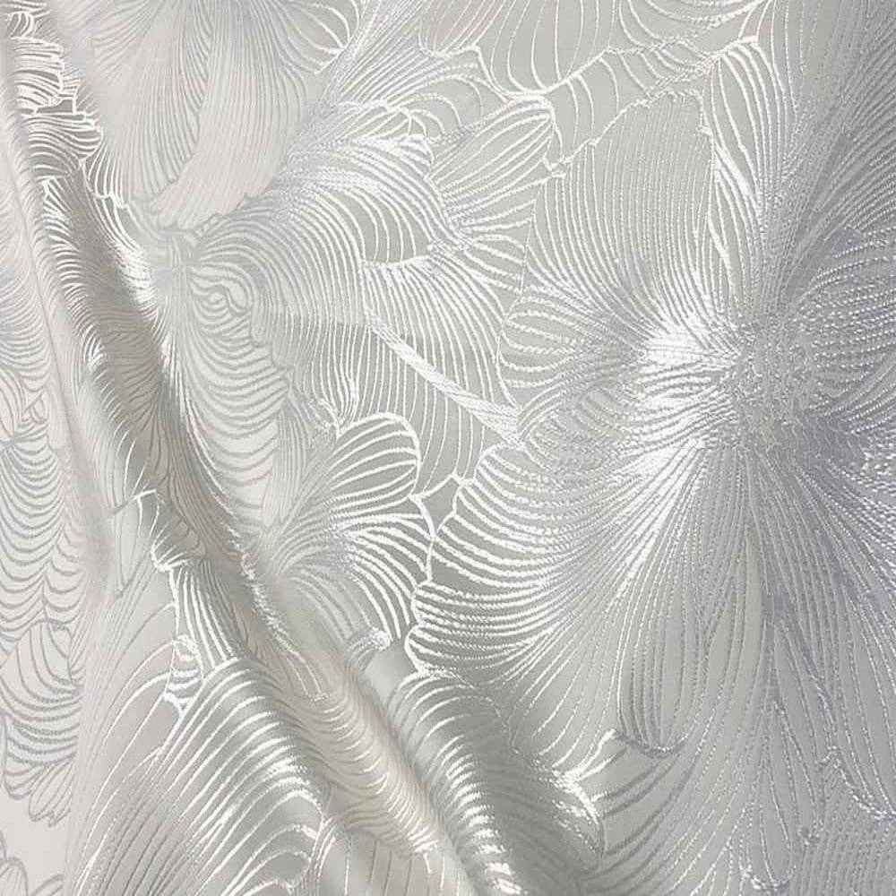 Antique White Delhi Metallic Flower Jacquard Fabric - 120 Inch. in Width Fabric by the Yard - 120 Inch Wide