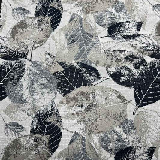 Black FALLEN LEAVES Jacquard Leave Print - Custom Tablecloths