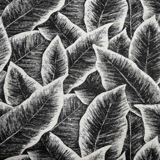 Black FOLIAGE Jacquard Leave Print - Custom Tablecloths