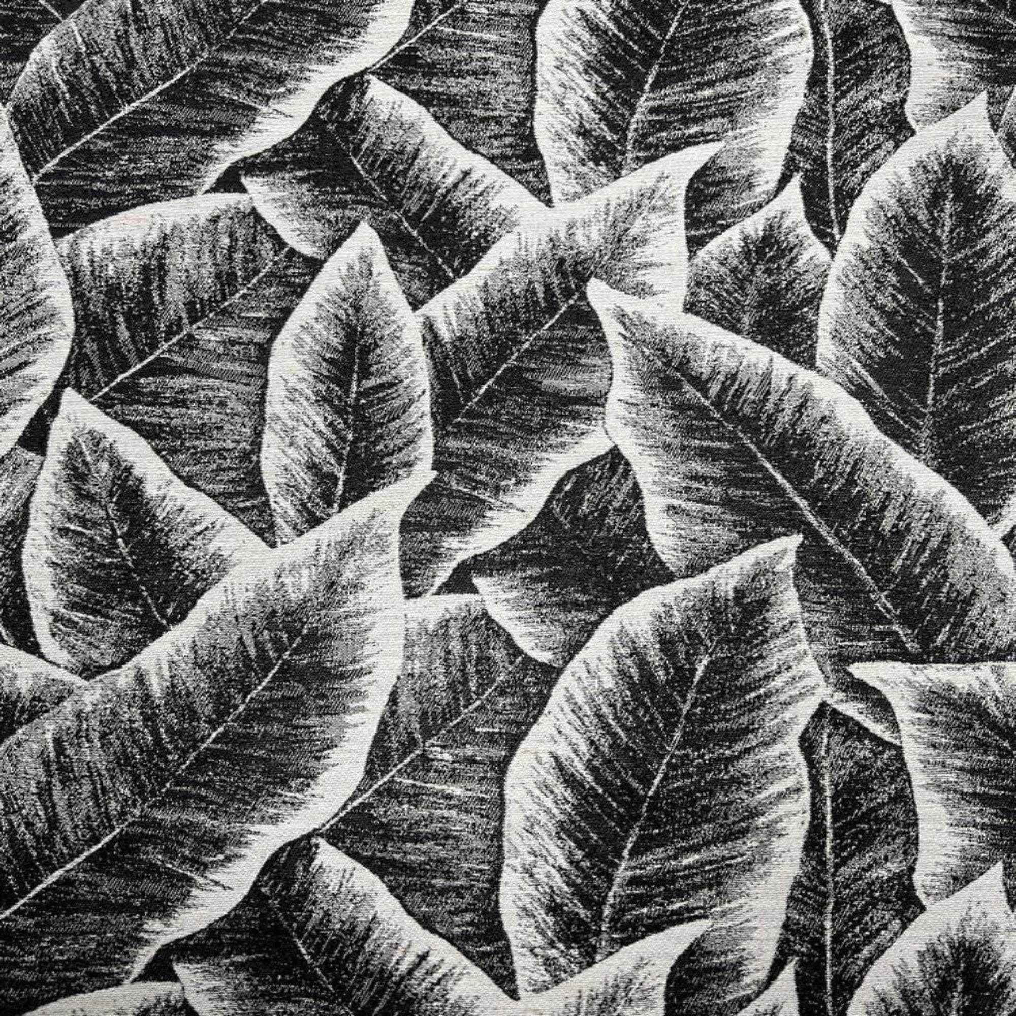 Black FOLIAGE Jacquard Leave Print Tapestry Fabric by the Yard - 118 Inch Wide