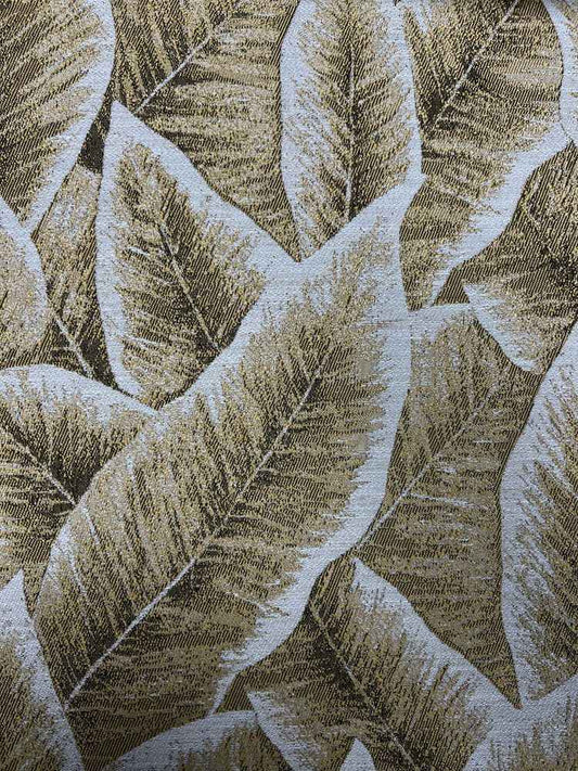 Gold FOLIAGE Jacquard Leave Print - Custom Tablecloths