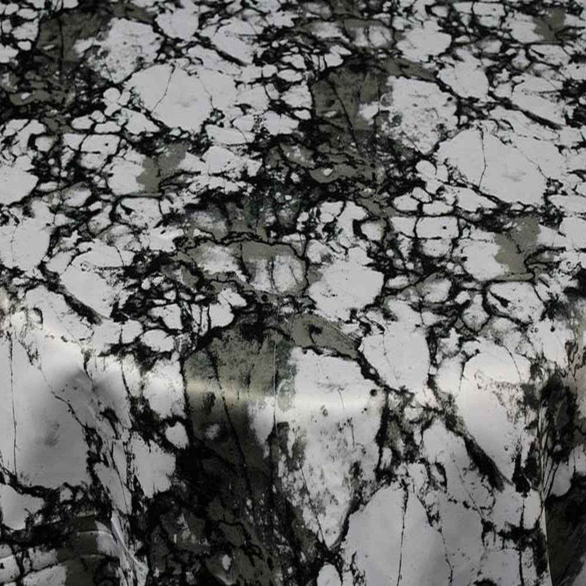 White GRANITE - Digital Print Satin Fabric - Cotton Hand - 58 Inch. in Width Fabric by the Yard - 58 Inch Wide