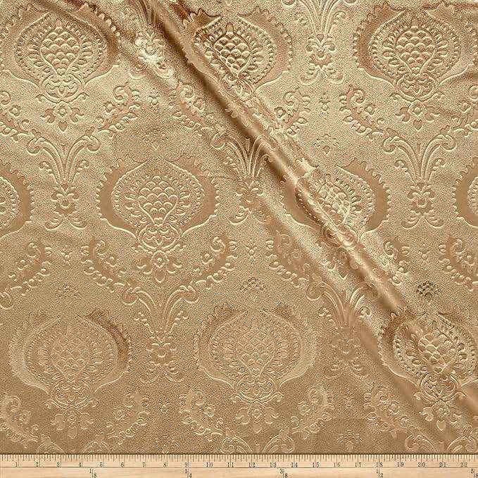 Gold Brocade Damask Velvet Fabric by the Yard - 58 Inch Wide