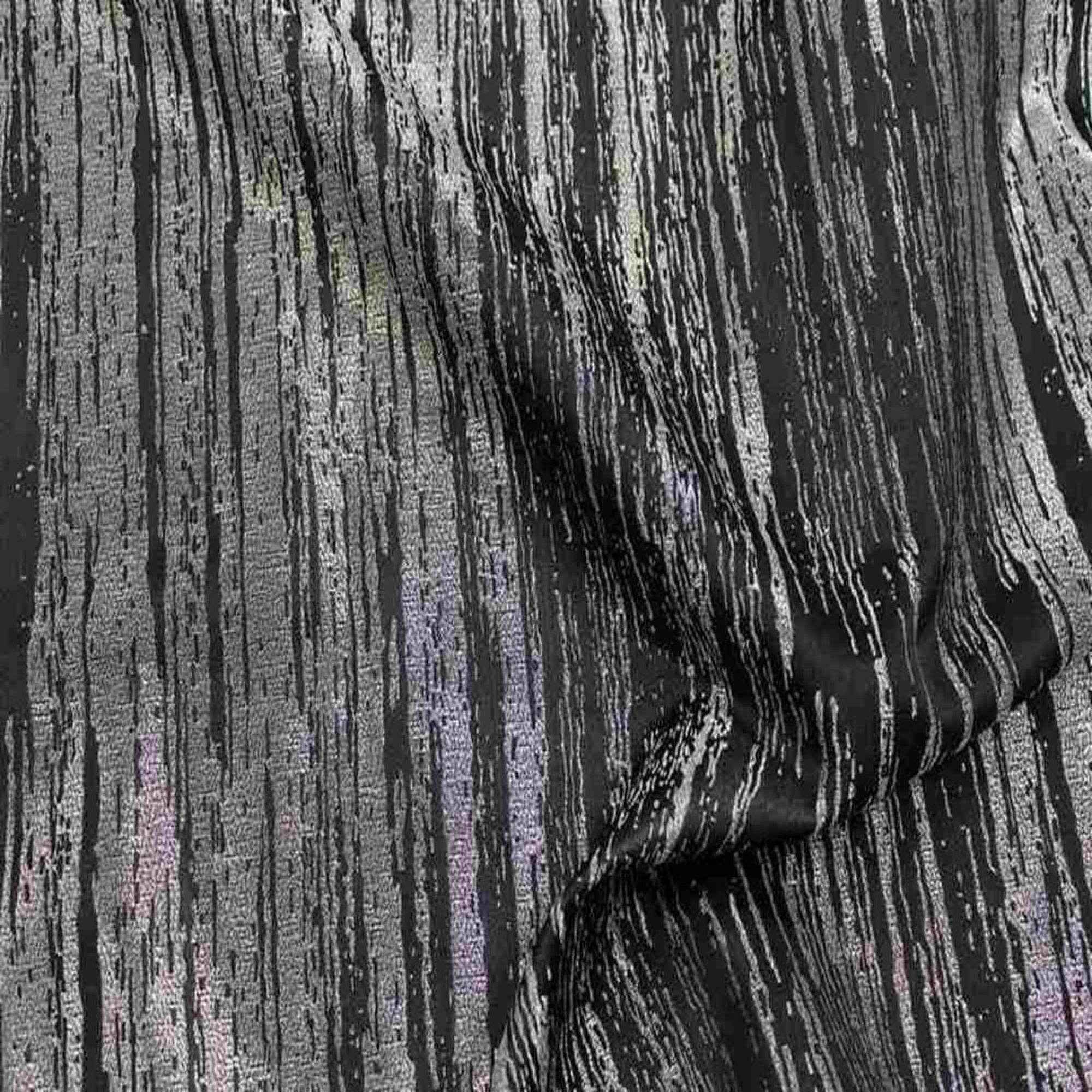 Black/Silver Inline Metallic Jacquard Fabric - 114 Inch. in Width Fabric by the Yard - 114 Inch Wide