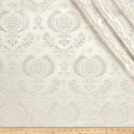 Ivory Brocade Damask Velvet - Custom Tablecloths