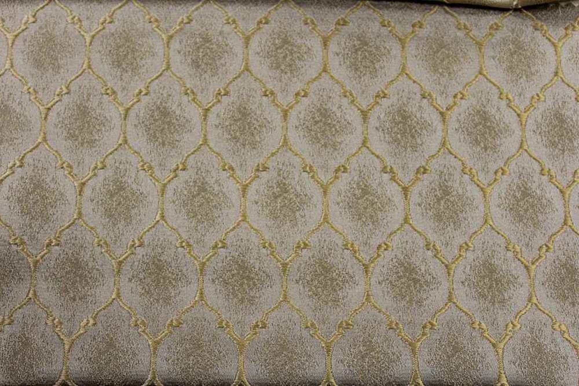 Gold Ladino Jacquard Fabric by the Yard - 55 Inch Wide