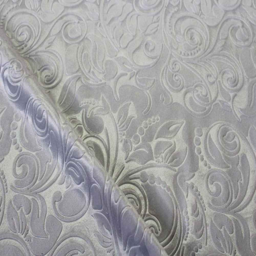 White Brocade Scroll Velvet - Custom Tablecloths