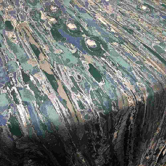 Aqua LYNN Jacquard Print Metallic - Custom Tablecloths