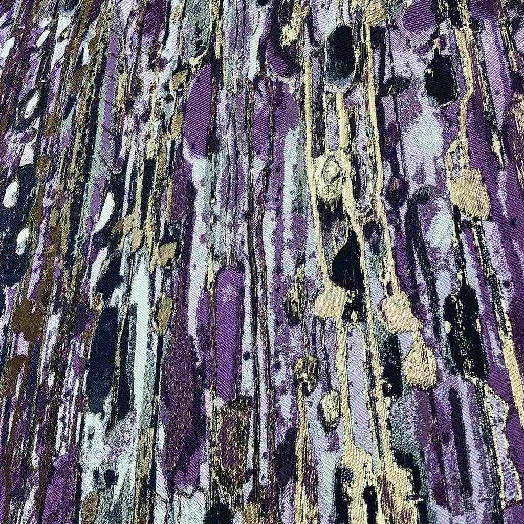 Plum LYNN Jacquard Print Metallic Fabric by the Yard - 118 Inch Wide