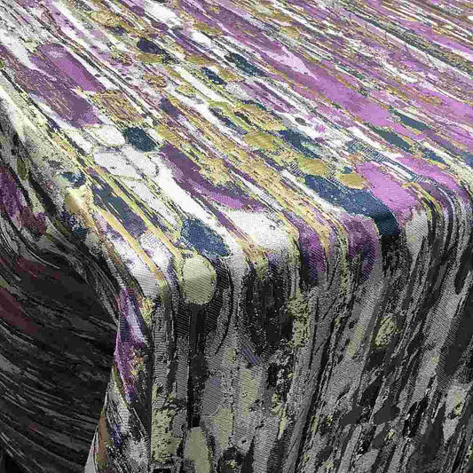 Plum LYNN Jacquard Print Metallic - Custom Tablecloths