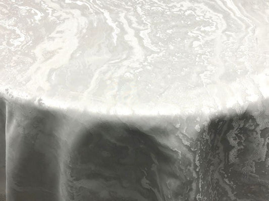 White Mahwah Metallic Marbleized - Custom Tablecloths