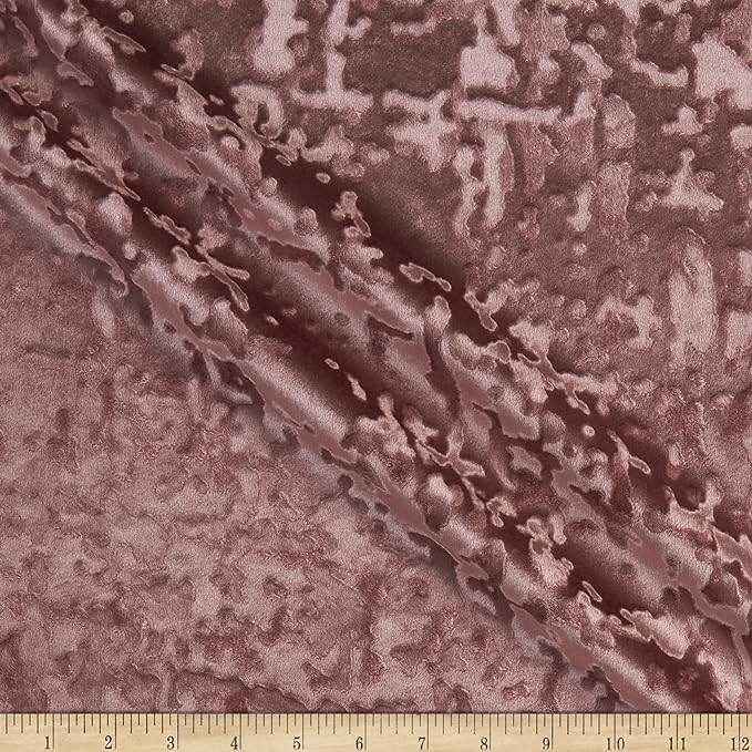 Mauve Abstract Crushed Velvet Fabric by the Yard - 118 Inch Wide