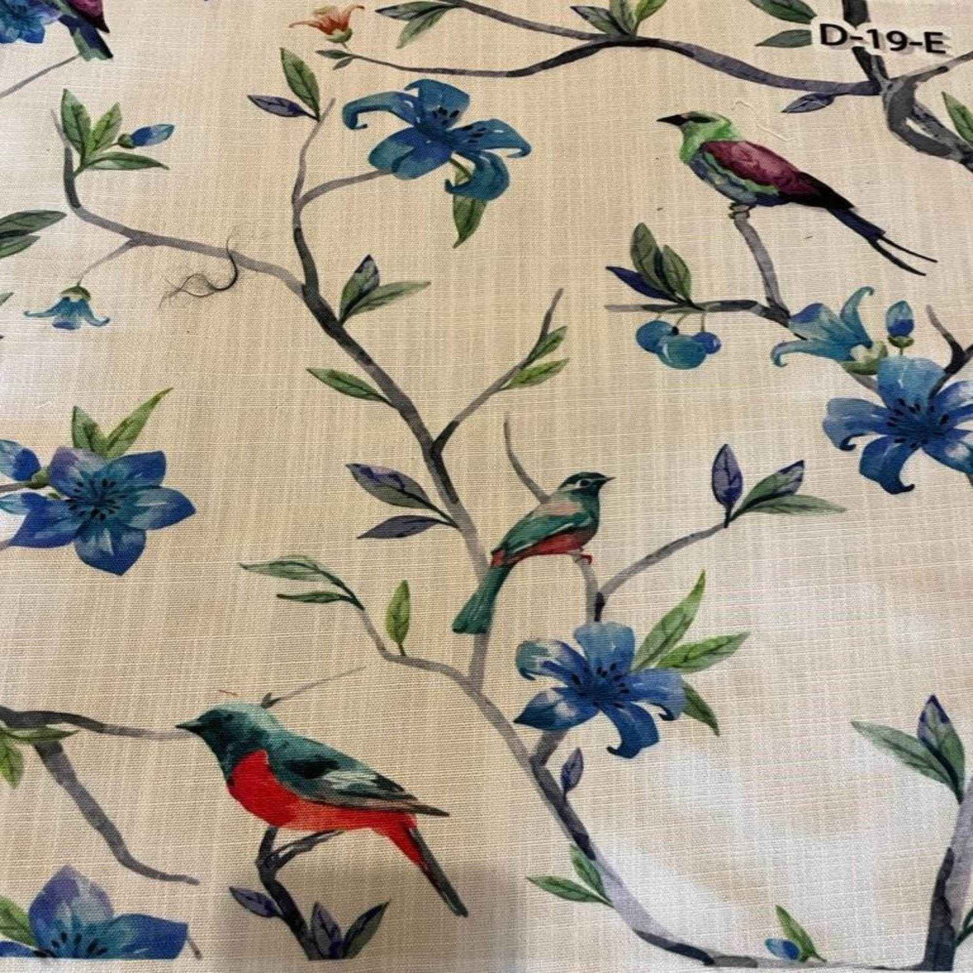 Mint Parrot Digital Print Fabric - Cotton Hand - 58 Inch. in Width Fabric by the Yard - 58 Inch Wide