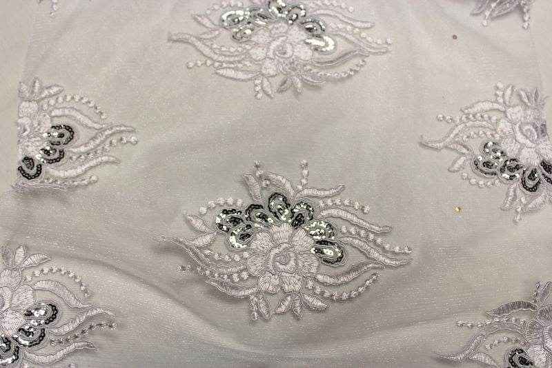 white-1 ROUNDAROSE Lace Fabric by the Yard - 54 Inch Wide