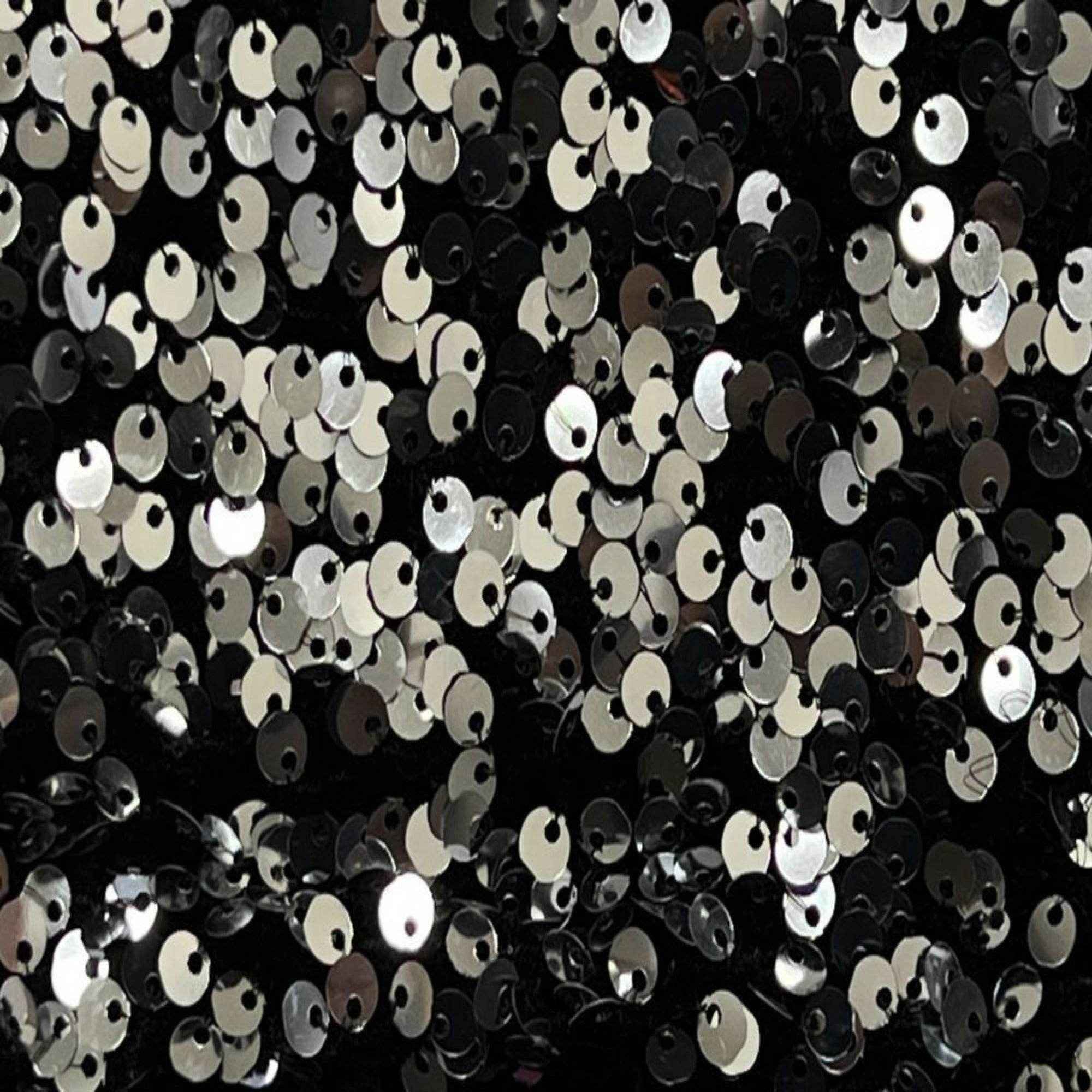 Black/Silver Stretch Velvet Sequin Fabric by the Yard - 48 Inch Wide