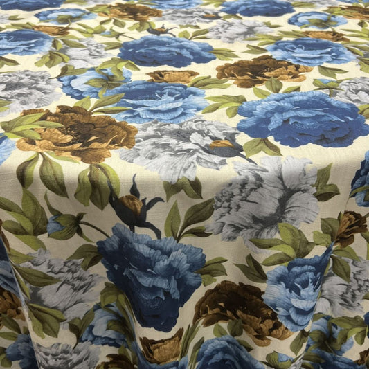 Blue SPRING GARDEN Floral Digital Print - Custom Tablecloths