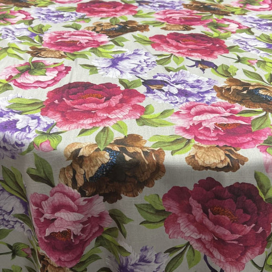 Fuchsia SPRING GARDEN Floral Digital Print - Custom Tablecloths