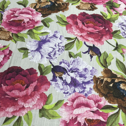 Fuchsia SPRING GARDEN Floral Digital Print - Custom Tablecloths