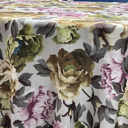 Green SPRING GARDEN Floral Digital Print - Custom Tablecloths