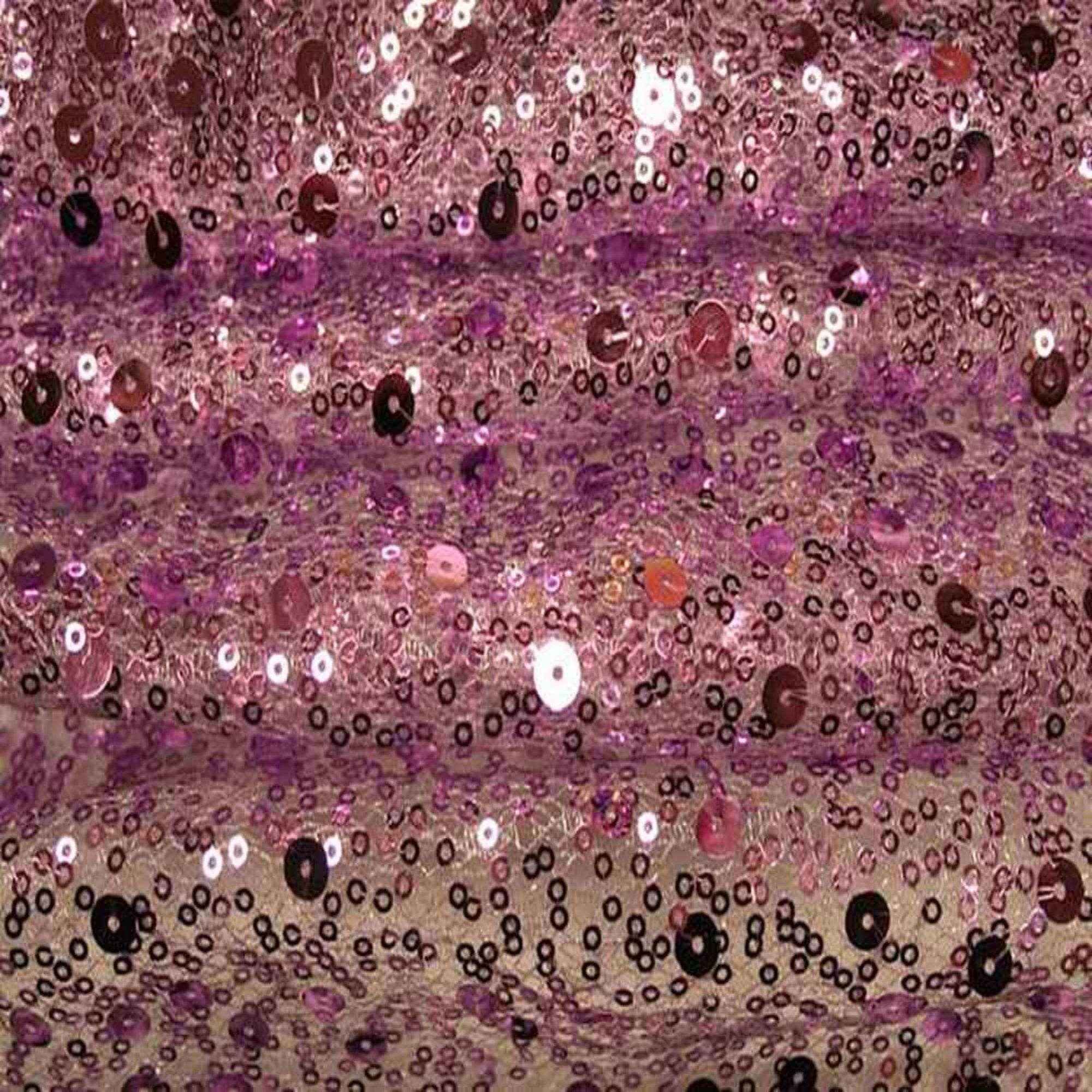 Dusty Pink SPRINKLE Two Size Sequin Fabric on Sheer Material Fabric by the Yard - 52 Inch Wide