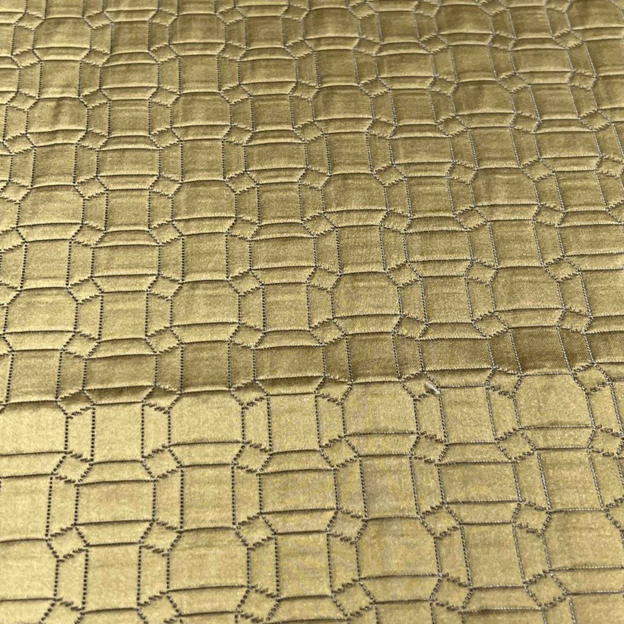 Gold Square Jacquard Fabric by the Yard - 115 Inch Wide