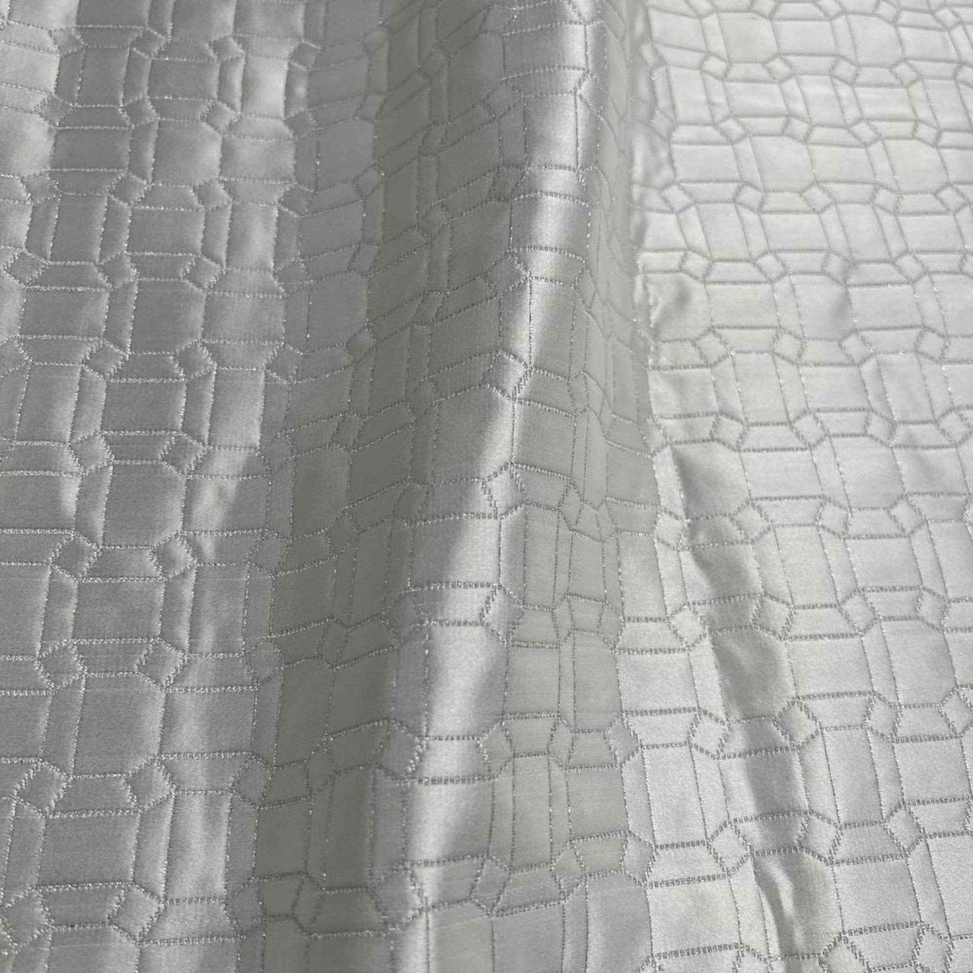 Snow Square Jacquard Fabric by the Yard - 115 Inch Wide