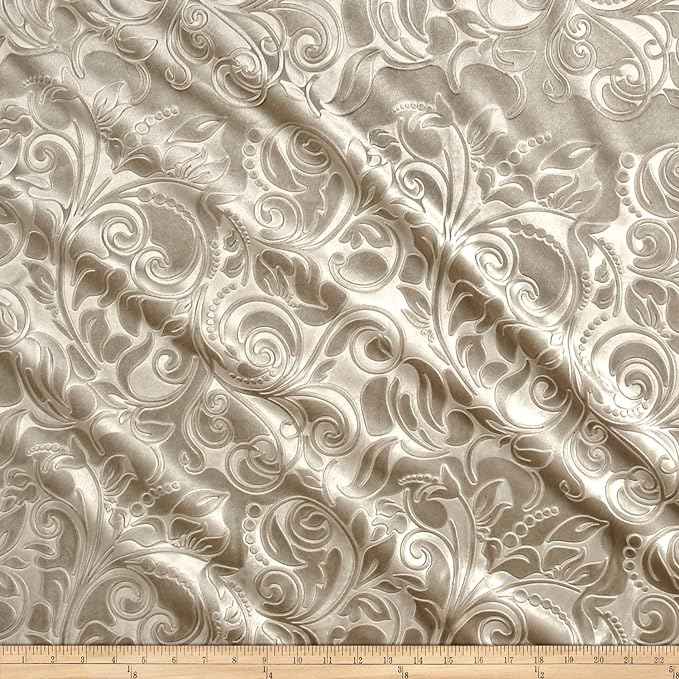 Sand Brocade Scroll Velvet - Custom Tablecloths