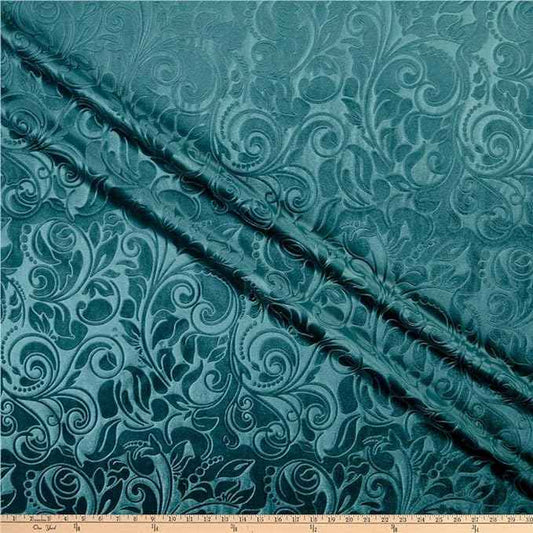 Seafoam Brocade Scroll Velvet - Custom Tablecloths