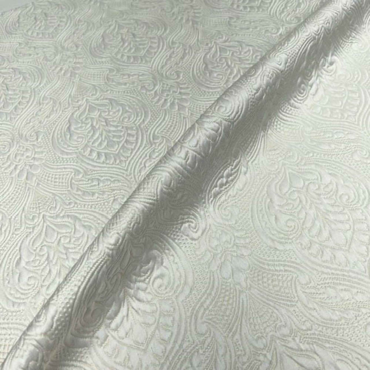 Off White Treasure Jacquard, Quilted Look - Custom Tablecloths
