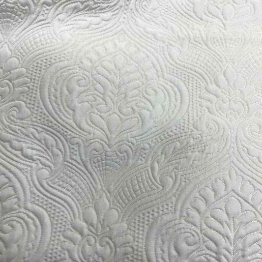 White Treasure Jacquard, Quilted Look - Custom Tablecloths