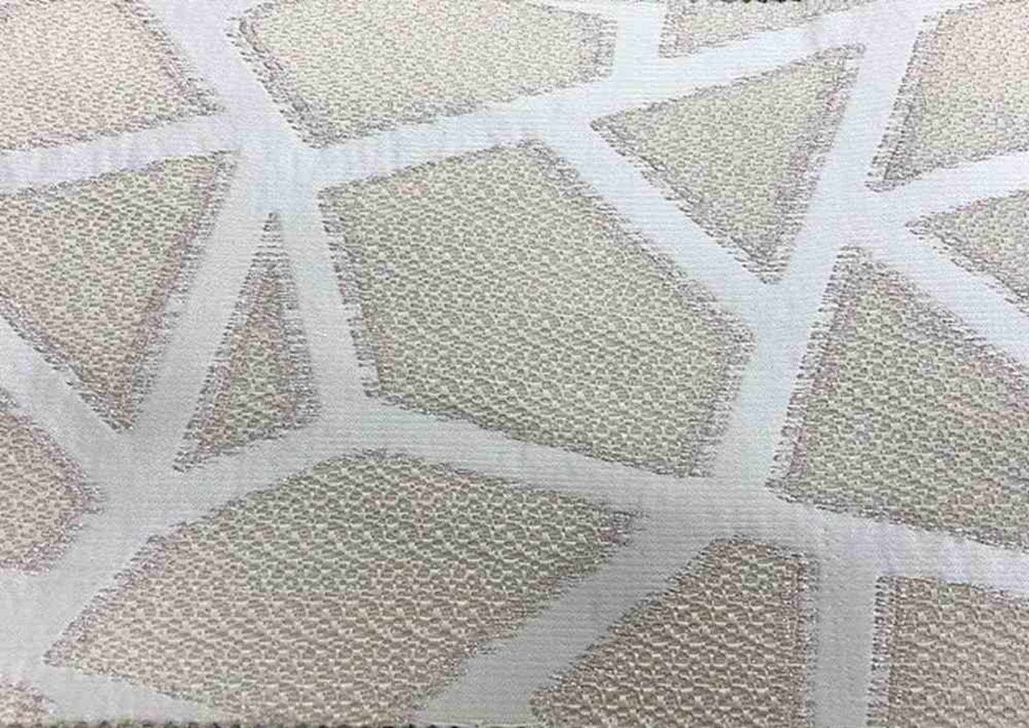 White Triangle Metallic Jacquard Fabric by the Yard - 58 Inch Wide