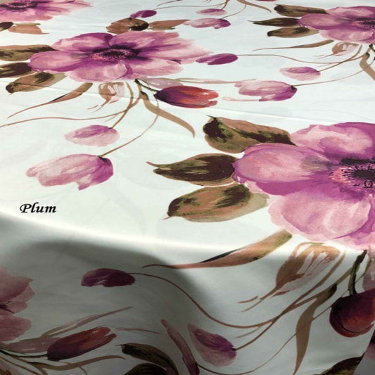 TROPICAL Floral Digital Print Satin - Tablecloth - Plum