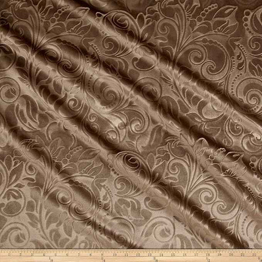 Taupe Brocade Scroll Velvet - Custom Tablecloths
