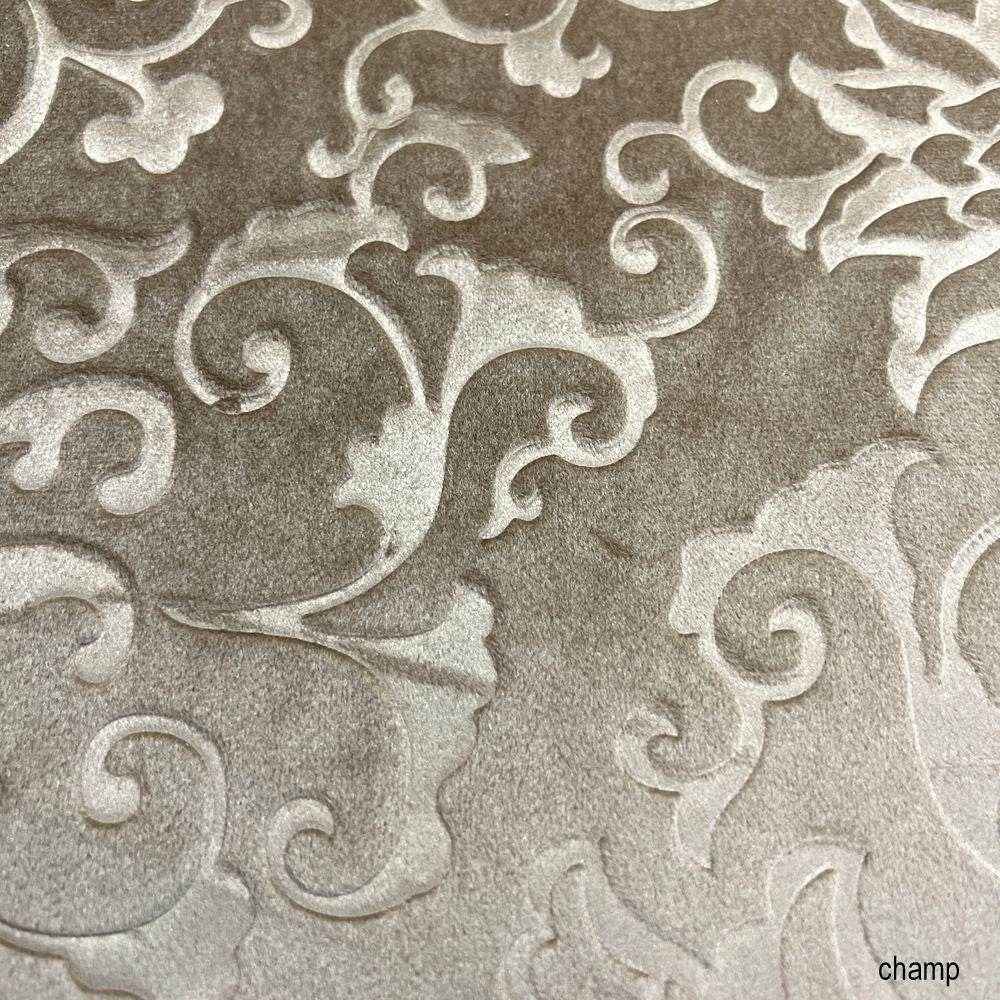 Champagne Brocade Velvet Fabric by the Yard
