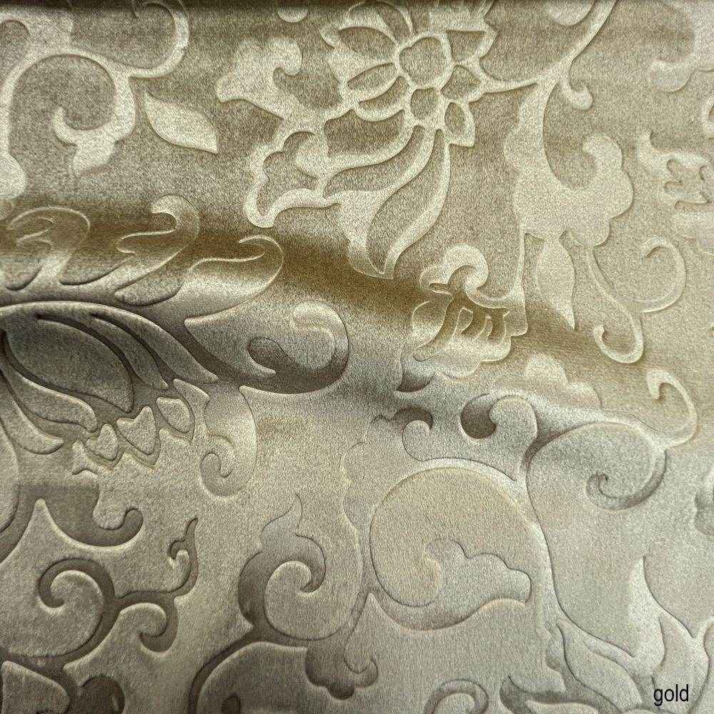 Gold Brocade Velvet Fabric by the Yard