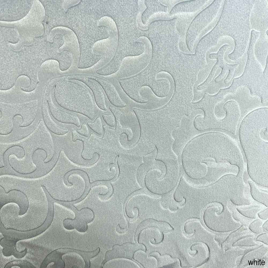 White Vails Brocade Velvet - Custom Tablecloths