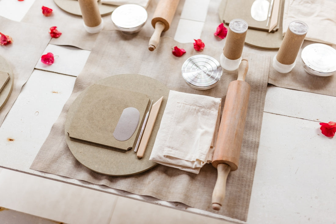 A table is set with plates and napkins